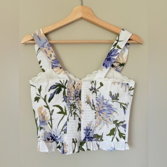 NEW Reformation Anatolia Linen Corset Two Piece Serenity White Floral US 4 UK 8 - Picture 8 of 15